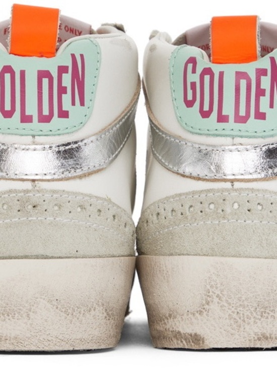 Golden Goose Shoes - Golden Goose White Sneakers with Silver, Mint and Orange Accents